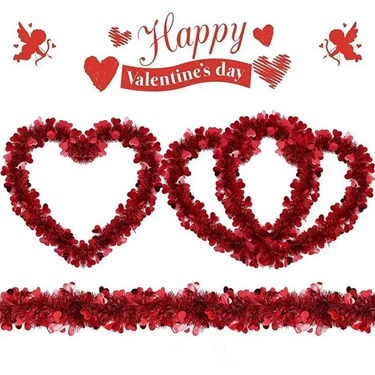 1pc Valentine's Day Love Flower Heart Shaped Woolen Strips Restaurant Store Home Decoration Ribbon Hanging Decoration_voghion.com