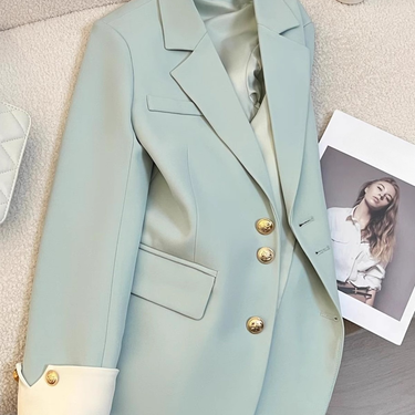 Women's Clothing Lake Green Super Good Looking High End Suit Jacket For Women Spring New Style Street Blasting Stylish Design Top_voghion.com