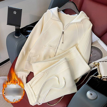 Women’s Fleece Hoodie & Wide-Leg Pants Set – Cozy Velvet-Lined Casual Two-Piece For Autumn & Winter_voghion.com