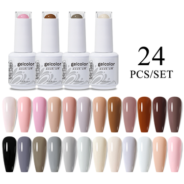 Arte Clavo Gel Nail Polish Set 24 Colors Semi Permanent UV Led Gel Varnish Manicure Set Soak Off Nail Lacquer Base Coat Top Coat_voghion.com