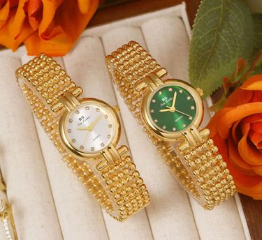 New light luxury girls niche small gold green watch_voghion.com