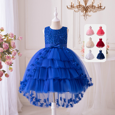 Mother&Kids Thousand-layer butterfly girl dress small bridesmaid wedding dress pompadour dress Festival evening dress girl princess dress_viptrois.com