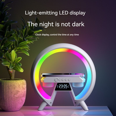 New G6 Colorful Bedhead Multi functional Audio Wireless Charging Bluetooth Speaker with Clock Light_voghion.com