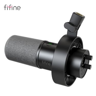 FIFINE USB/XLR Dynamic Microphone With Shock Mount, Touch-mute, Headphone Jack & Volume Control, For PC Or Sound Card_voghion.com