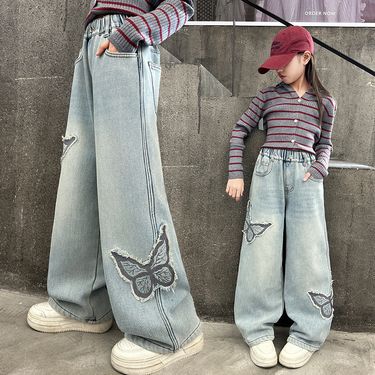 Kids’ Clothing Boys Spring Bow Jeans New Middle And Large Children Spring Pants Children Spring And Autumn Girls Trousers Trend_voghion.com