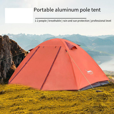 Outdoor single double-decker camping tent aluminum pole professional rain and wind camping tent_mkmklike.com