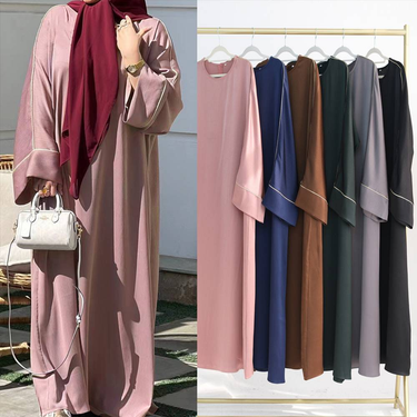 Women's Clothing Contrast Color Trimmed Robe_voghion.com