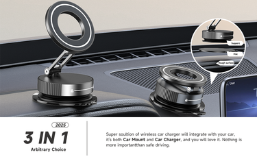 Zinc Alloy Vacuum Suction Cup 360-degree Rotating Magnetic Folding Phone Stand Portable Desktop Car Navigation Stand_voghion.com