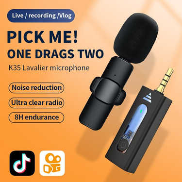 Wireless 3.5mm Lavalier Lapel Microphone Omnidirectional Condenser Mic for Camera Speaker Smartphone Recording Mic for Youtube_voghion.com
