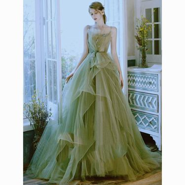 New Green Evening Gown With Sheer Fabric For Ball Dresses Prom Dresses_voghion.com