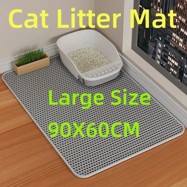 90x60CM Large Cat Litter Mat Waterproof Double Layer Non Slip Litter Box Tray Pad Washable Durable Pet Toilet Training Mat_voghion.com