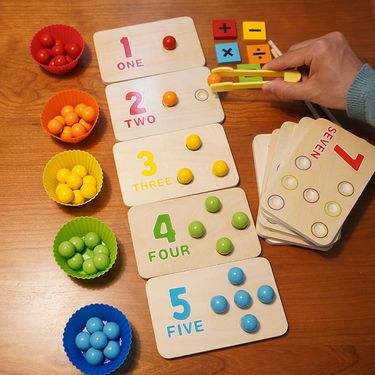 Kids Montessori Wooden Toys Hands Brain Training Clip Beads Chopsticks Beads Toys Early Educational Puzzle Board Math Game To L1_voghion.com