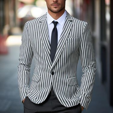 Men's Clothing Slim Striped Fashion Casual Jacket Suits_voghion.com