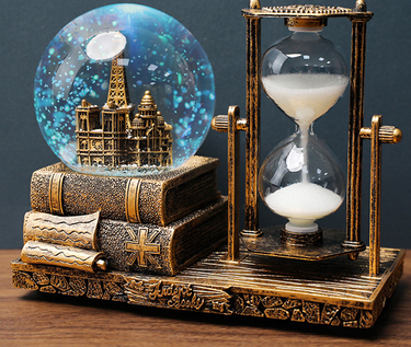 Vintage Iron Tower Hourglass Timer Crystal Ball Eight Tone Box Luminous Desktop Decoration Student Graduation Christmas Gift_voghion.com