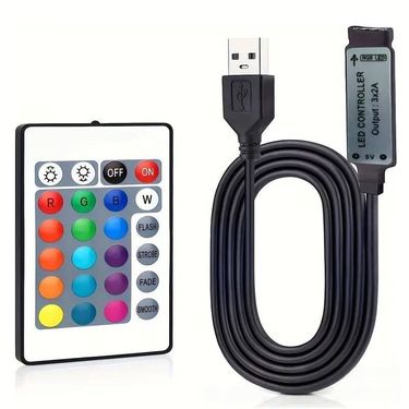 Wireless RGB LED Controller With 24-Key Remote, USB Powered 5V-24V, Adjustable Dimmer For DIY Lighting Projects_voghion.com