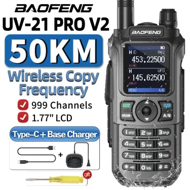 better Quality Walkie Talkie Baofeng 21 PRO V2 Wireless Copy Frequency 16 KM Long Range TYPE C Two Way Radio Ham CB 5R UV 17 231019_voghion.com