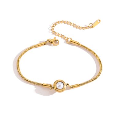 Women's Jewelry Niche Simple Gold Plated Turquoise Titanium Steel Bracelet Female INS Style All Match Temperament Hand Jewelry_voghion.com