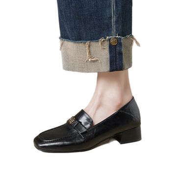 Single Shoes 2025 Spring British Style Shallow Music Mascot Flower Small Leather Shoes,Single Shoes_voghion.com