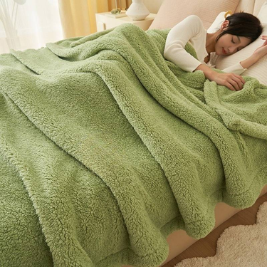 Home & Garden solid color thick coral fleece blanket Farai velvet nap blanket gift blanket sofa cover blanket_voghion.com