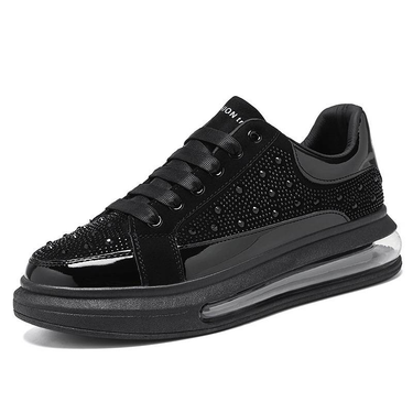 2024 New Four Seasons Full Palm Air Cushion Sports Board Shoes Men's Korean Edition Black Retro Casual Trendy Pair with Color Diamond Shoes_voghion.com