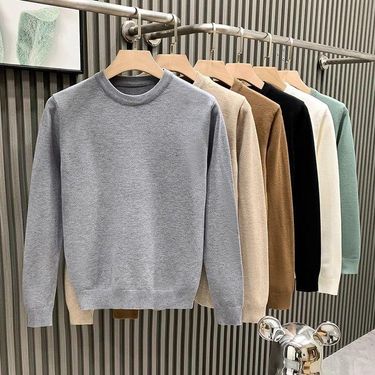 Men's Clothing Round Neck Sweater Men's Autumn And Winter New Style Light Luxury Lazy High End Hot Style White Bottoming Shirt_voghion.com