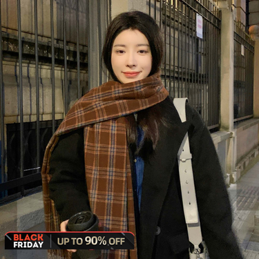Senior sense of leisure simple female classic plaid cold warm autumn and winter 2023 imitation cashmere scarf_voghion.com