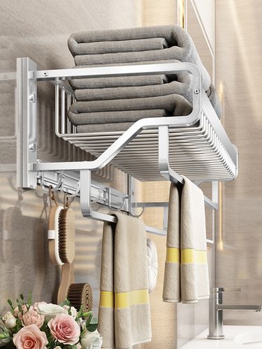 Space Aluminum No-Drill Bathroom Shelf – Wall-Mounted Shower Organizer With Mesh Basket, Rustproof Towel Rack For Bathroom & Toilet_voghion.com