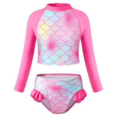 Mother & Kids 2024 new girls swimsuit split mermaid swimsuit fish scale print swimsuit children's bikini_voghion.com