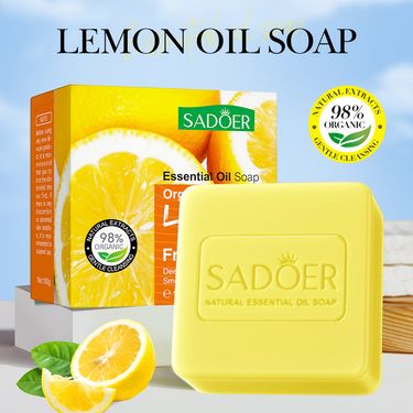 All English SADOER Lemon Essential Oil Handmade for Cleaning the Body Universal Soap_voghion.com