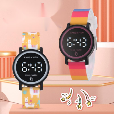 New Waterproof Children's Watch Silicone Strap Touch Student Electronic Watch Disc Watch Simple Watch_voghion.com