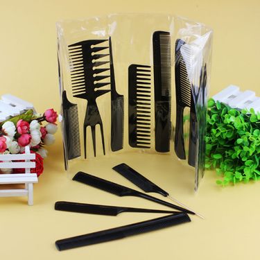10Pcs Black Men Women Pro Salon Hair Styling Hairdressing Barbers Brush Combs Set Plastic Brush Combs_ipsvogv.com