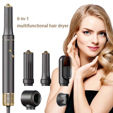 6-in-1 Ionic Hair Styler & Blow Dryer - 1400W AC Motor Hot Air Brush With Detangling Comb, Cool Shot & EU/UK/US Plugs (Silent <60dB)_voghion.com