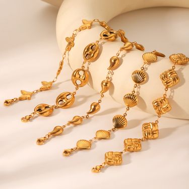 Stainless Steel Shell Water Drop Flower Chain Bracelet For Women Gold Plated Bracelet Jewelry Fashion Accessories Girl Gift_voghion.com