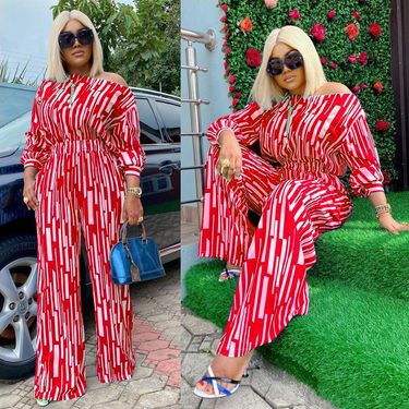 Women's Plus Size Women's Striped Printed Diagonal Long Sleeves And Shoulders Loose Fashionable Casual Suit For Women_voghion.com