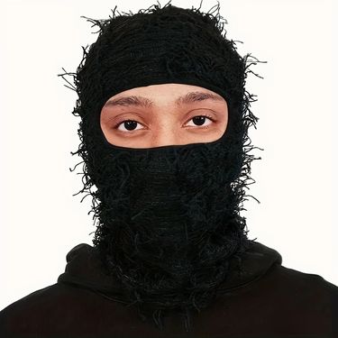 Unisex Knitted thermal mask head set personalized camouflage jacquard single hole hair cap ski windbreaker_voghion.com