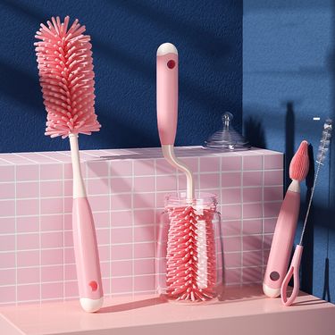 Silicone Bottle Cleaning Brush Baby Pacifier Straw Scrubber 360 Degree Glass Cup Washing Clean Brush Kitchen Cleaning Tool Set_voghion.com