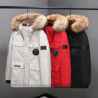 Workwear Down Jacket Winter New Warm Mid to Long Men's Women's Couple Hair Collar Thickened and Fat Increased Size Thick_voghion.com