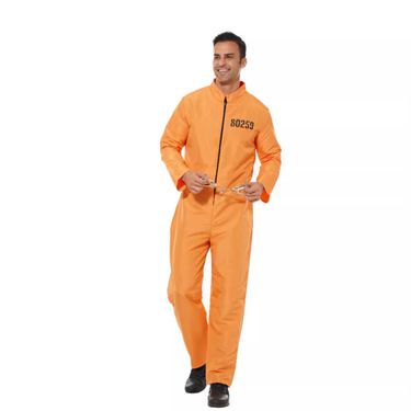 Halloween adult prisoner cosplay criminal jumpsuit ball costume_voghion.com