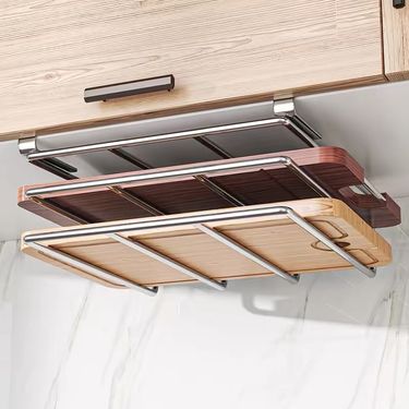 Under Cabinet Rack - Hanging Storage For Boards & Pot Lids Space Saving EU Kitchen Organizer_voghion.com