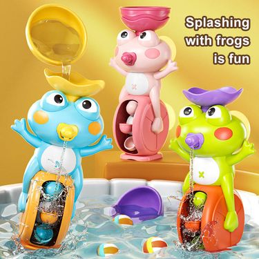 Multicolor Rotating Waterwheel Bath Toy Kids Summer Cartoon Frog Plaything Plastic Kids Toy For Play In The Bath_voghion.com
