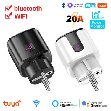 Tuya Smart EU Plug WiFi Bluetooth 20A Socket Power Monitoring Timer Outlet Compatible With Google Home Alexa SmartThings_voghion.com