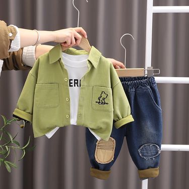 Baby outfit for boys girls 2024 new children's spring and Western style jacket autumn sports three piece set_voghion.com