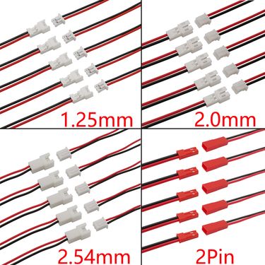 10/5/2 Pairs Small Mini 1.25mm PH2.0 XH2.54 2 Pin Male Female Plug Jack Connector Cable JST 1.25/2.0/2.54 2P Electronic_voghion.com