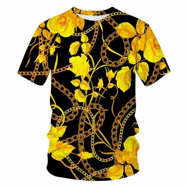 Mother & Kids cross-border new summer chain series T-shirt 3d printing casual Harajuku style popular fashion_voghion.com