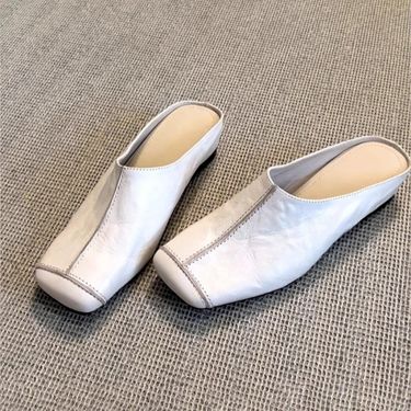 Retro French Mules (Genuine Leather Slip-Ons - Hidden Wedge & Round Toe, Effortless Chic Slides For Daily Wear & Office Outfits)_voghion.com