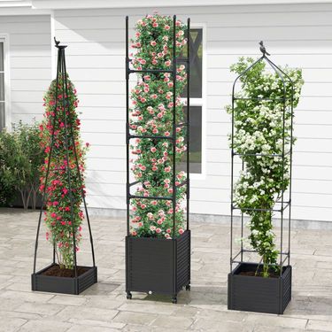 Garden Obelisk Trellis with Self-Drainage System for Climbing Plants_voghion.com
