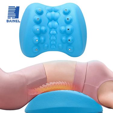 Soft Lumbar Support Magnetic Therapy Pillow Traction Straight Spine Relax Back Waist Massage Stretcher Device Lumbar Massager_voghion.com