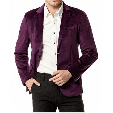 Men's V-neck velvet small Korean version men's slim fit 2-button wedding dress suit jacket_voghion.com