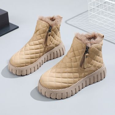 Women's Shoes New women's Martin boots plus velvet warm platform shoes same style mid cut women's shoes thick bottom comfortable women's snow boots _voghion.com