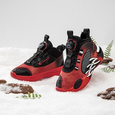 Kids' shoes Plus Velvet Chinese Red Winter Boys Basketball Shoes Warm Sports Shoes Two Cotton Children's Shoes_voghion.com